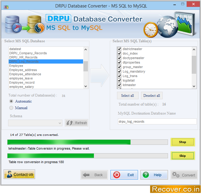 Database conversion process