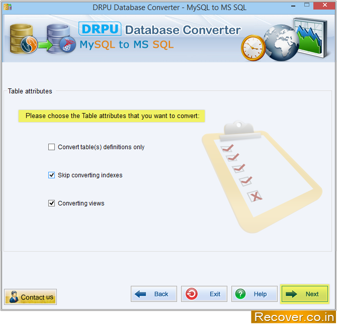 Table Attributes Selection